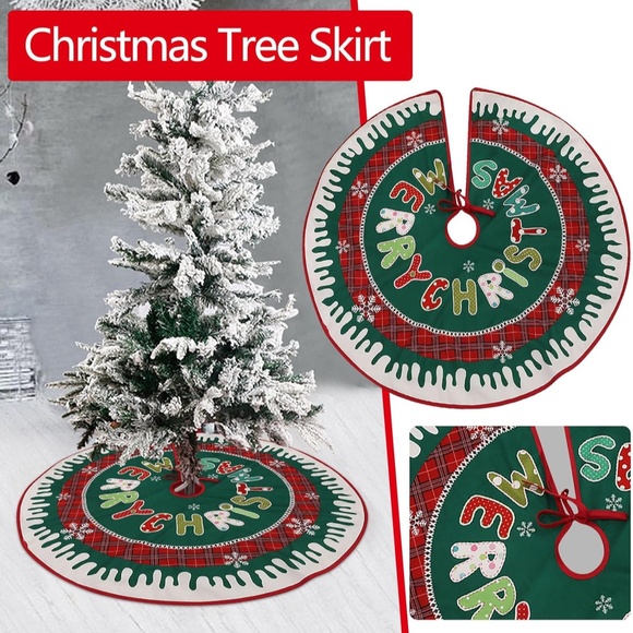Christmas Tree Skirt Red Xmas Tree Ornaments 36 Inches Rustic White Tree Skirt - Picture 9 of 9